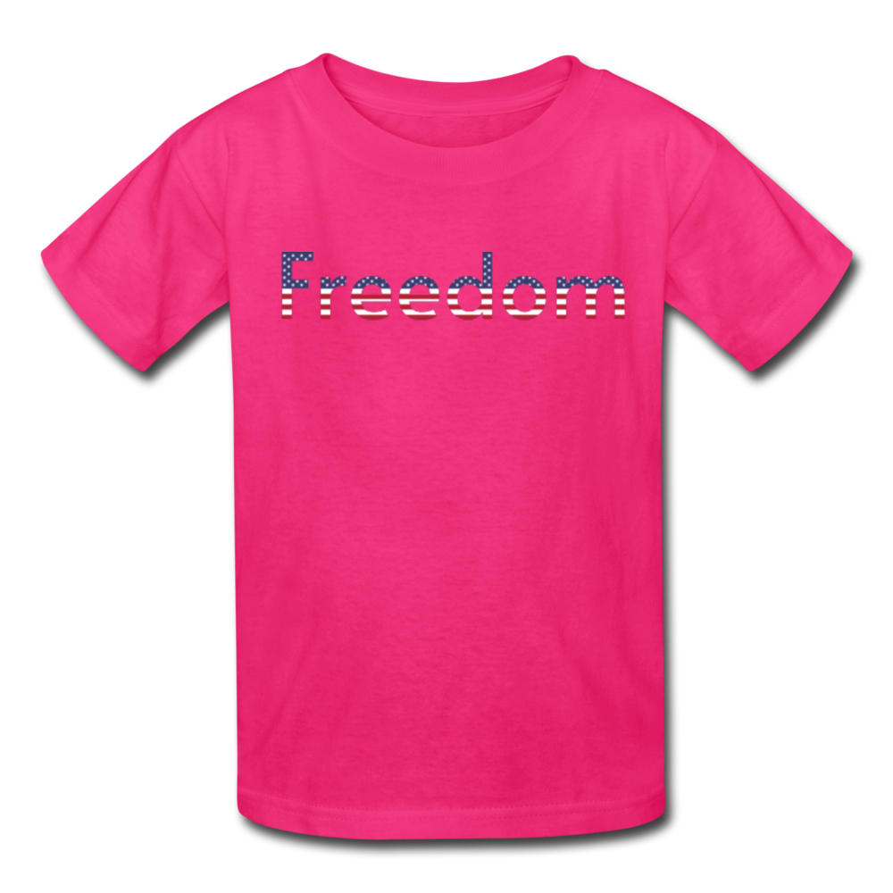 Freedom Patriotic Word Art Kids' T-Shirt - fuchsia