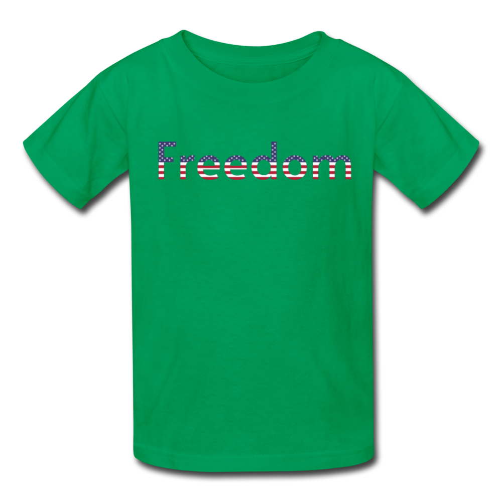Freedom Patriotic Word Art Kids' T-Shirt - kelly green