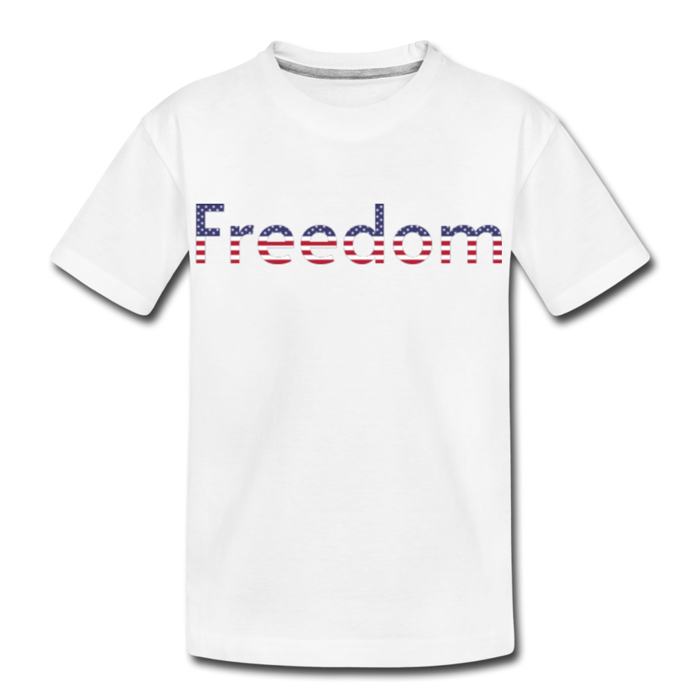 Freedom Patriotic Word Art Kid’s Premium Organic T-Shirt - white