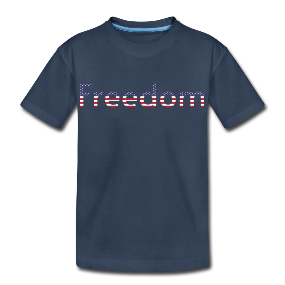 Freedom Patriotic Word Art Kid’s Premium Organic T-Shirt - navy