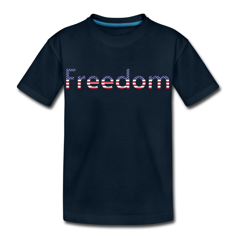 Freedom Patriotic Word Art Kid’s Premium Organic T-Shirt - deep navy