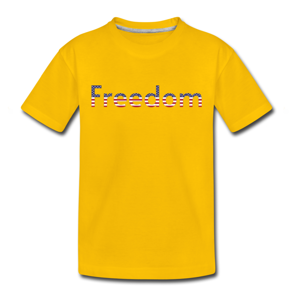 Freedom Patriotic Word Art Kids' Premium T-Shirt - sun yellow