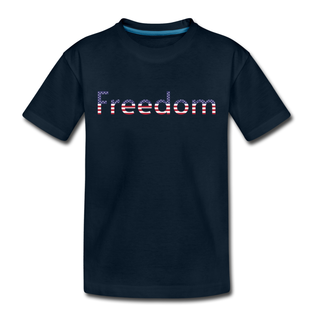 Freedom Patriotic Word Art Kids' Premium T-Shirt - deep navy
