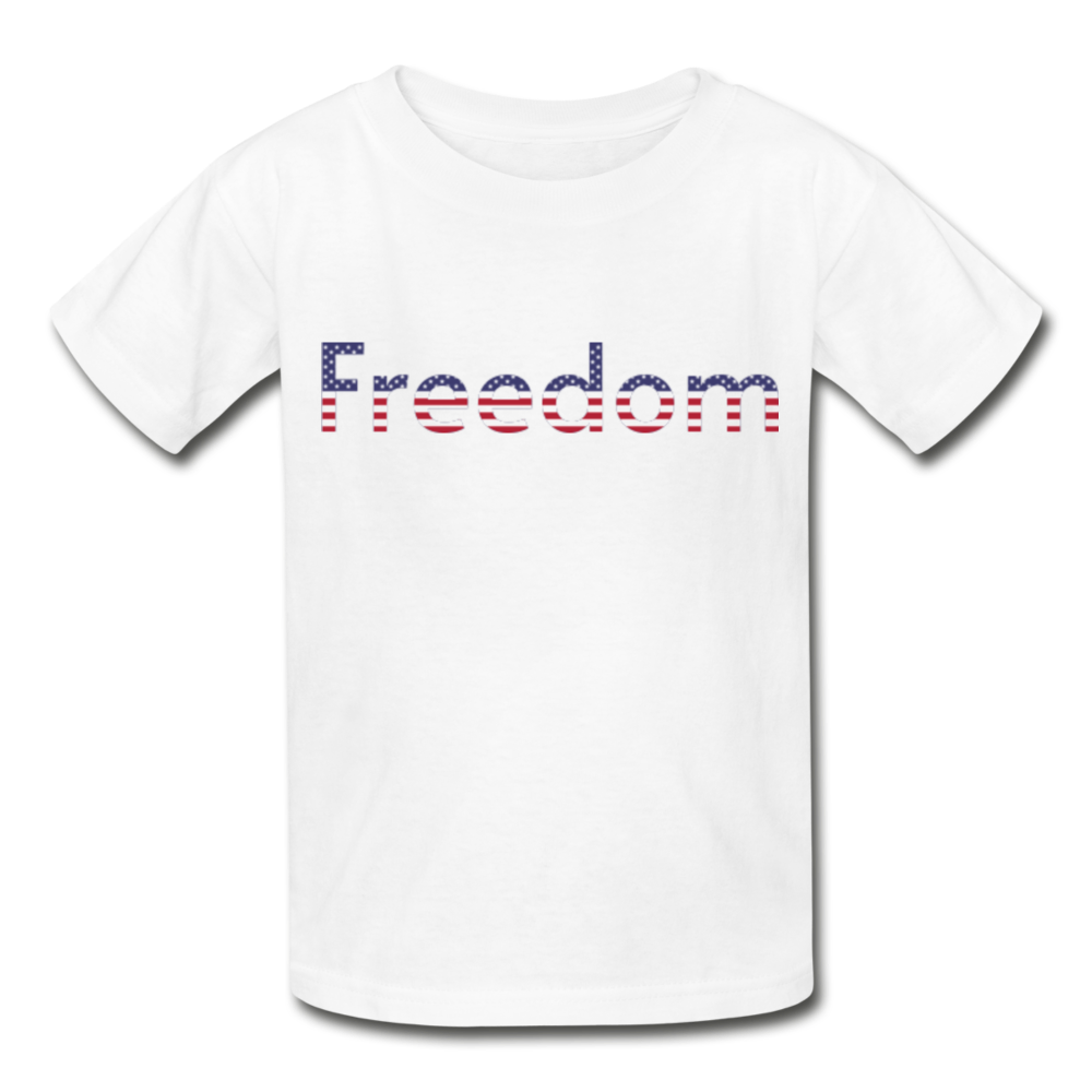 Freedom Patriotic Word Art Gildan Ultra Cotton Youth T-Shirt - white