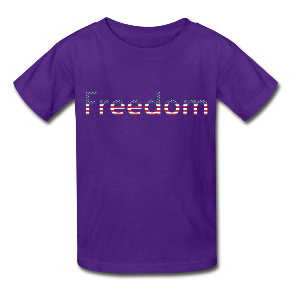 Freedom Patriotic Word Art Gildan Ultra Cotton Youth T-Shirt - purple