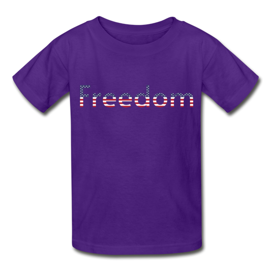 Freedom Patriotic Word Art Gildan Ultra Cotton Youth T-Shirt - purple