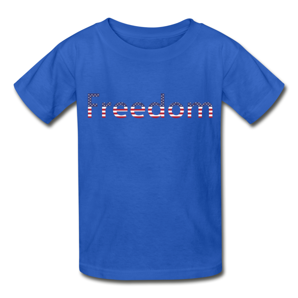 Freedom Patriotic Word Art Gildan Ultra Cotton Youth T-Shirt - royal blue