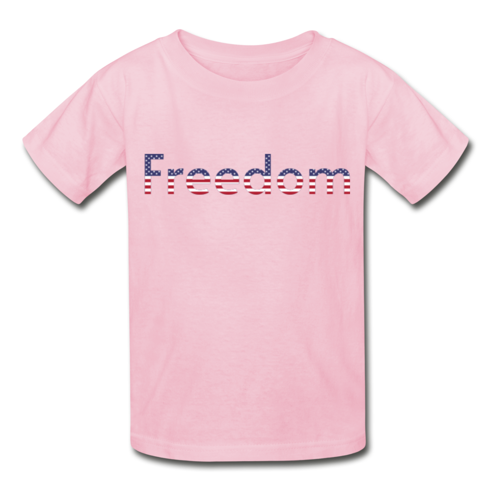 Freedom Patriotic Word Art Gildan Ultra Cotton Youth T-Shirt - light pink