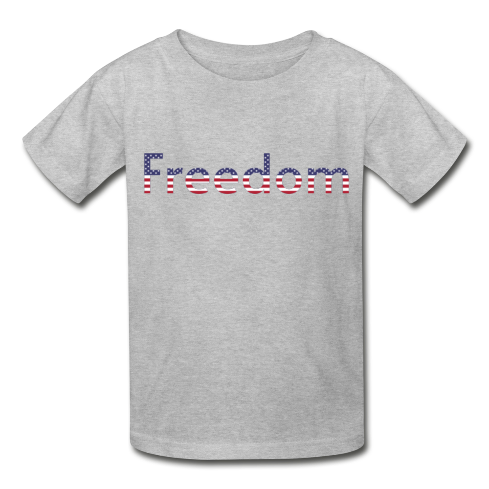 Freedom Patriotic Word Art Gildan Ultra Cotton Youth T-Shirt - heather gray