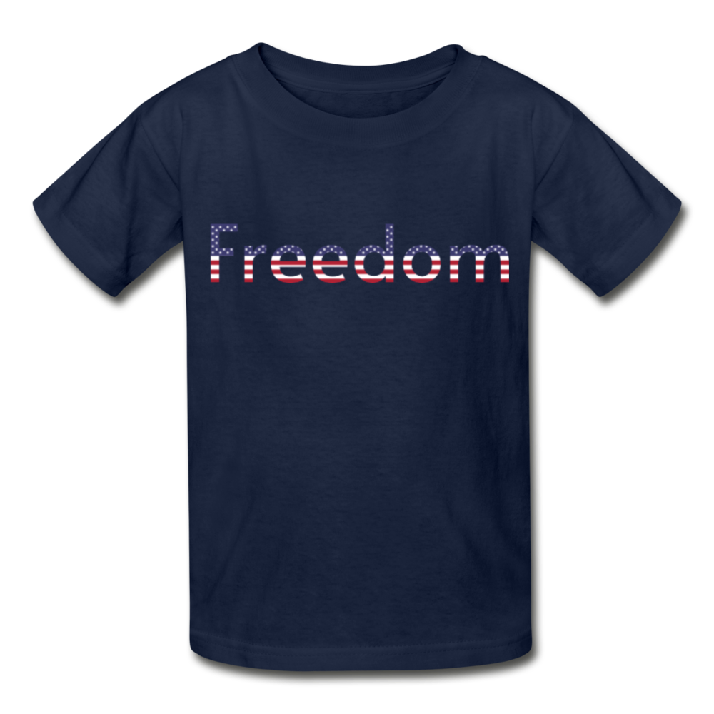 Freedom Patriotic Word Art Gildan Ultra Cotton Youth T-Shirt - navy