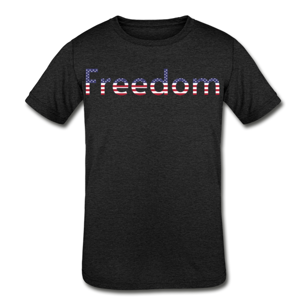 Freedom Patriotic Word Art Kids' Tri-Blend T-Shirt - heather black