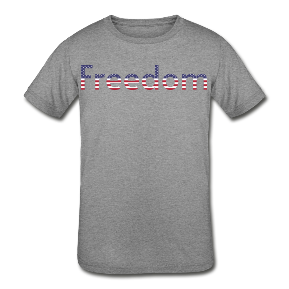 Freedom Patriotic Word Art Kids' Tri-Blend T-Shirt - heather gray