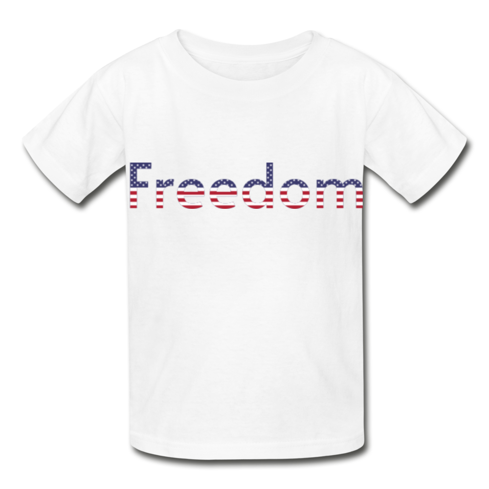 Freedom Patriotic Word Art Hanes Youth Tagless T-Shirt - white