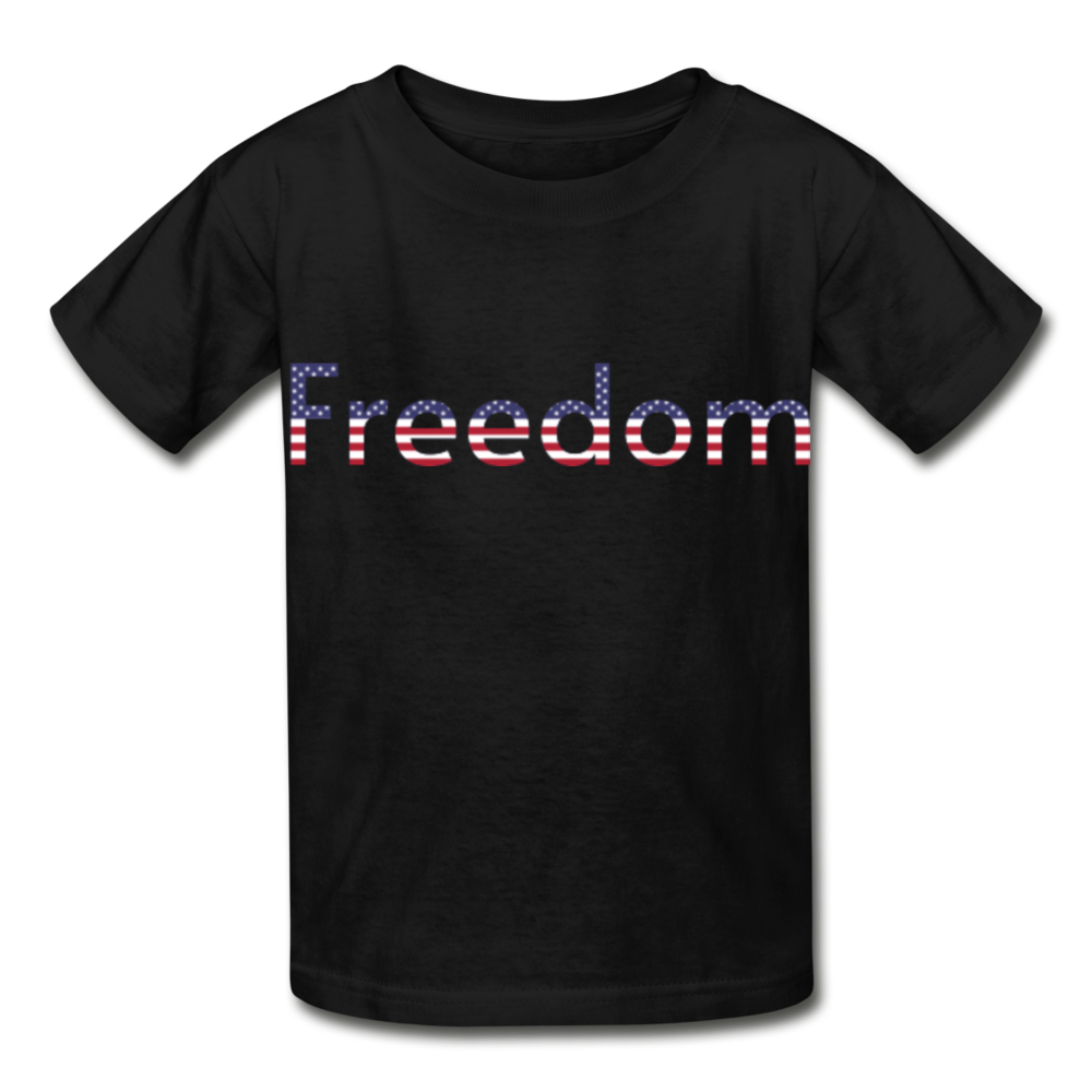 Freedom Patriotic Word Art Hanes Youth Tagless T-Shirt - black