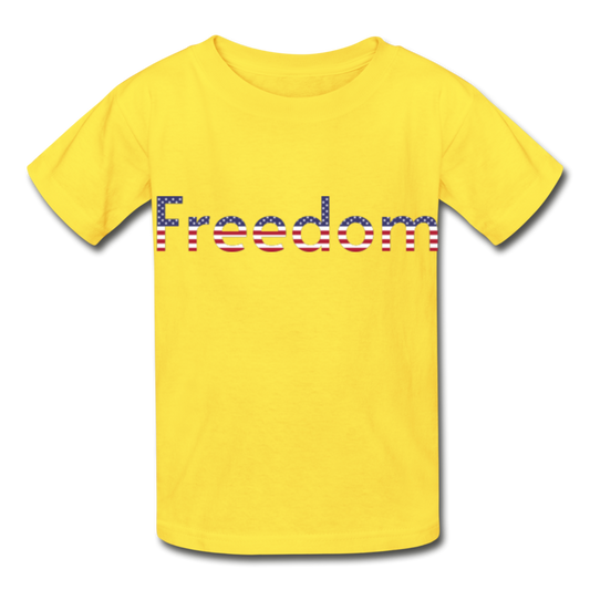Freedom Patriotic Word Art Hanes Youth Tagless T-Shirt - yellow