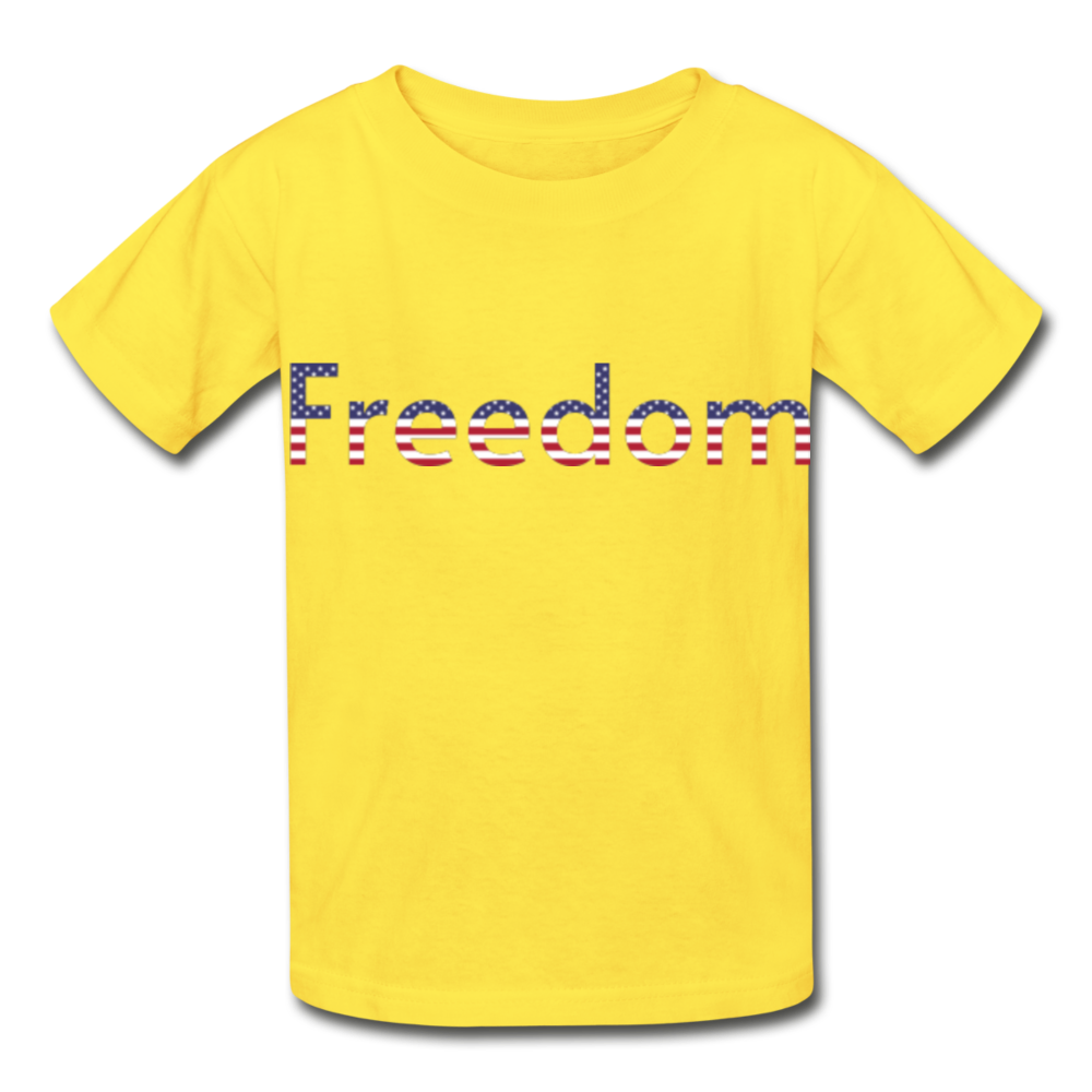 Freedom Patriotic Word Art Hanes Youth Tagless T-Shirt - yellow