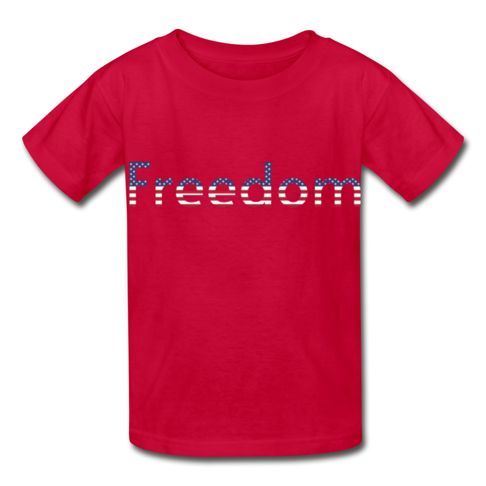 Freedom Patriotic Word Art Hanes Youth Tagless T-Shirt - red