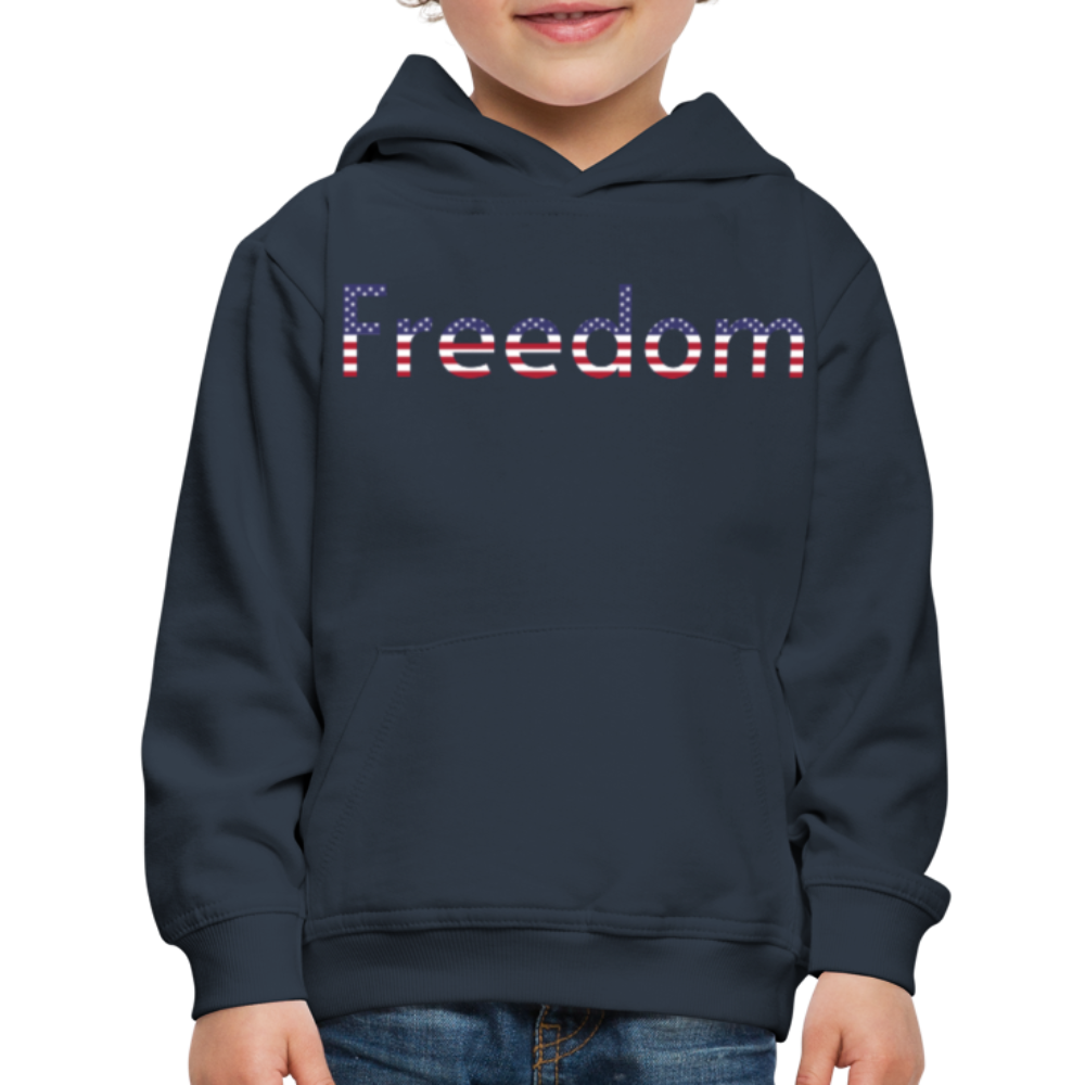 Freedom Patriotic Word Art Kids‘ Premium Hoodie - navy