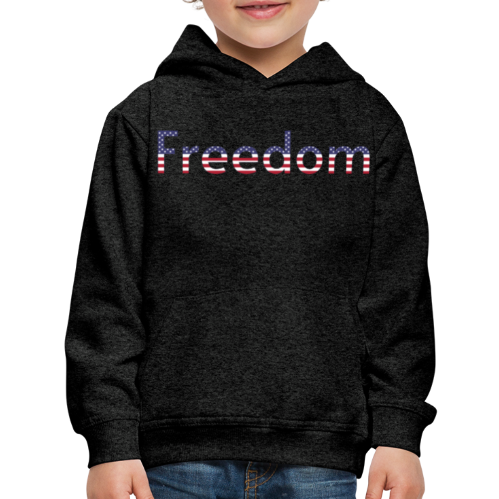 Freedom Patriotic Word Art Kids‘ Premium Hoodie - charcoal gray
