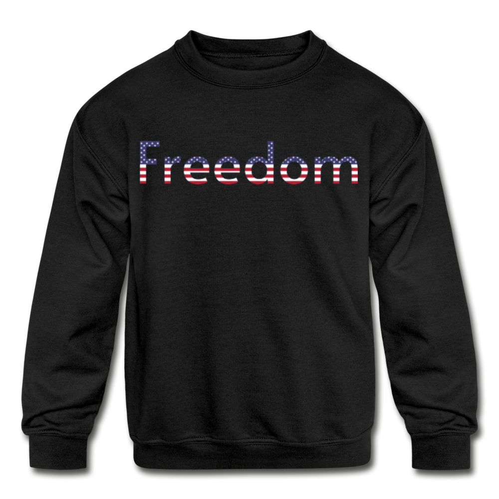Freedom Patriotic Word Art Kids' Crewneck Sweatshirt - black