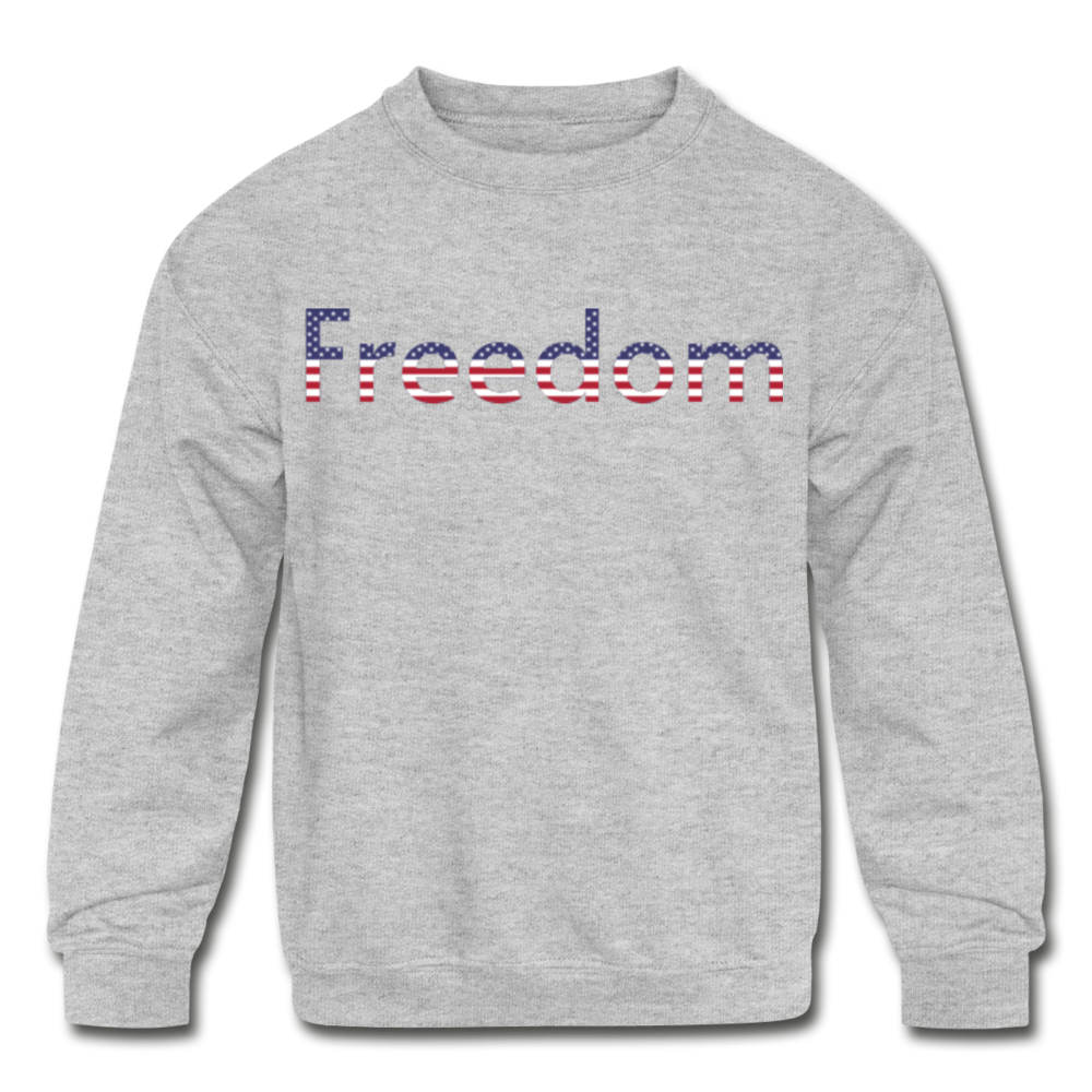 Freedom Patriotic Word Art Kids' Crewneck Sweatshirt - heather gray