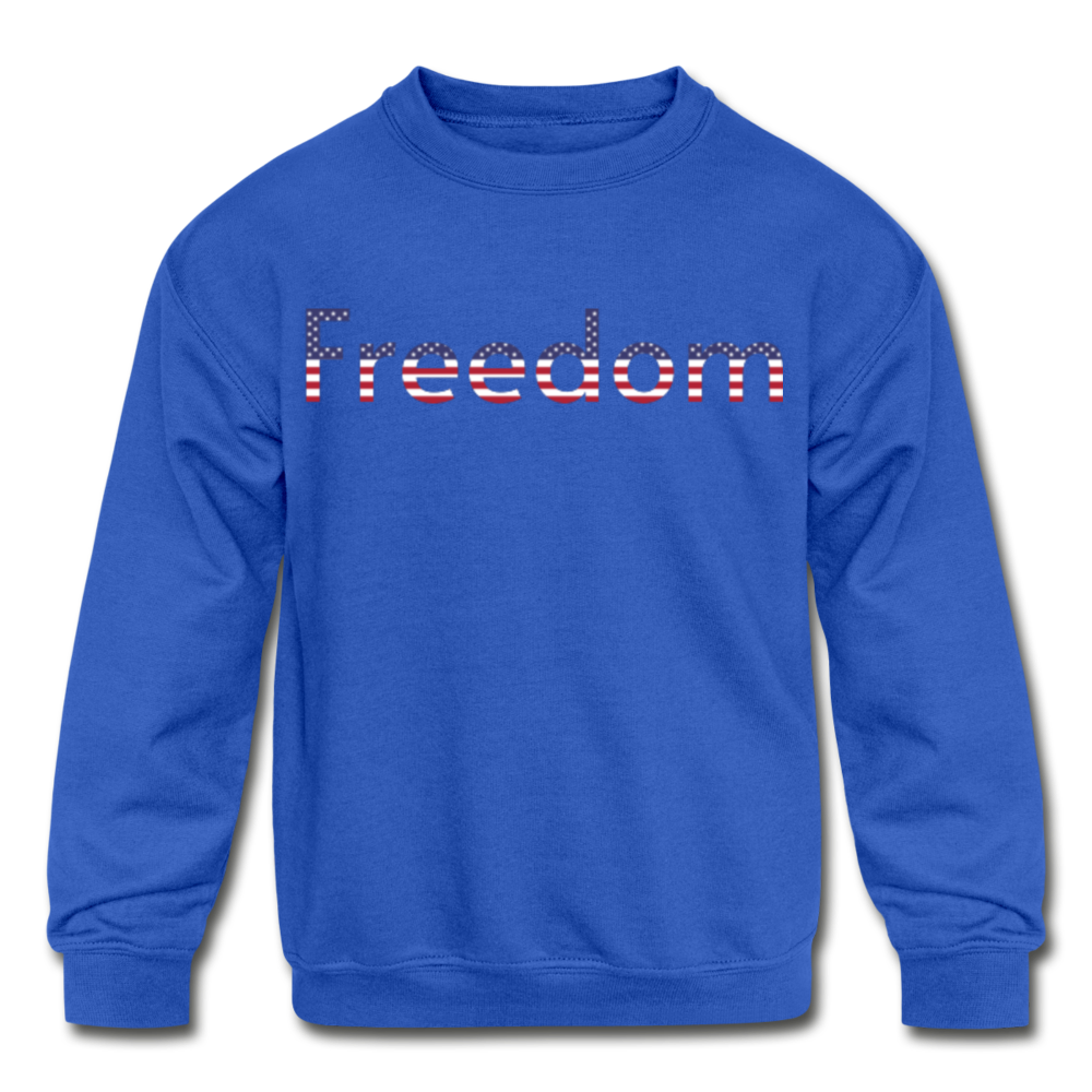 Freedom Patriotic Word Art Kids' Crewneck Sweatshirt - royal blue