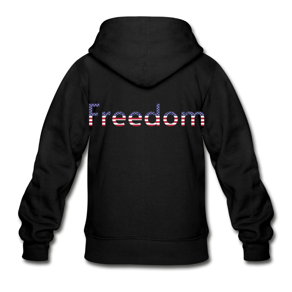 Freedom Patriotic Word Art Gildan Heavy Blend Youth Zip Hoodie - black