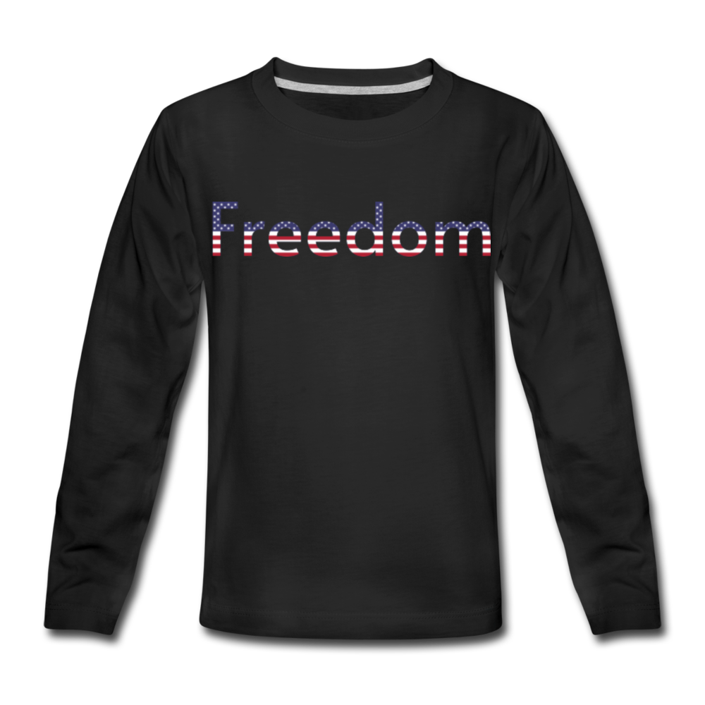 Freedom Patriotic Word Art Kids' Premium Long Sleeve T-Shirt - black