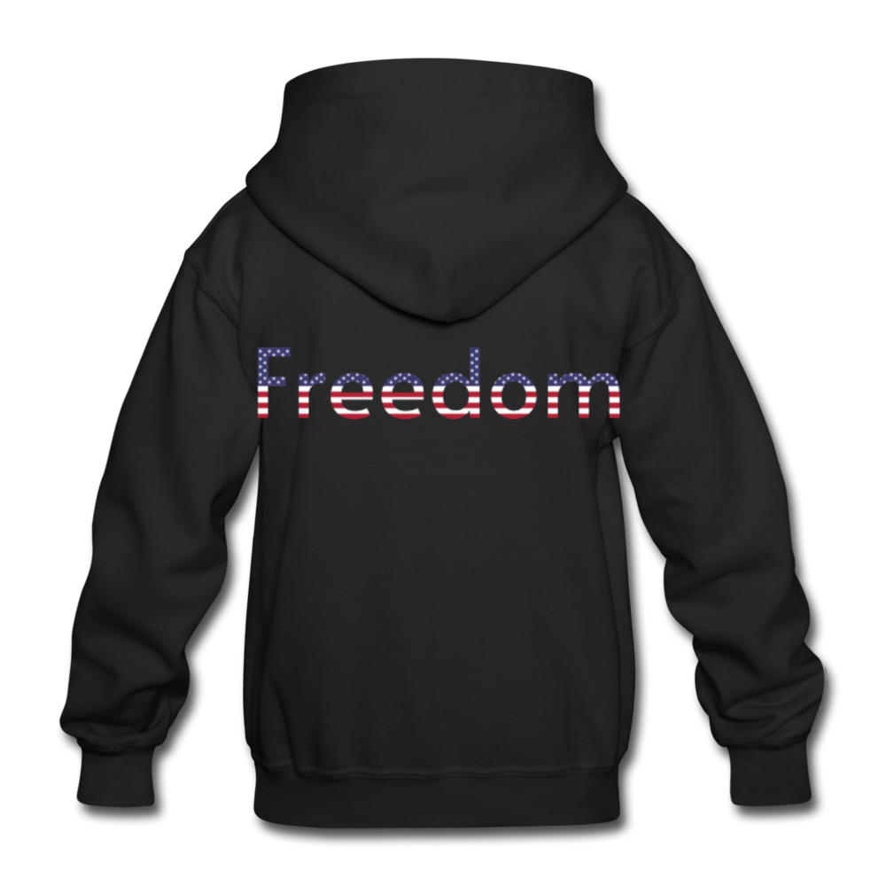 Freedom Patriotic Word Art Gildan Heavy Blend Youth Hoodie - black