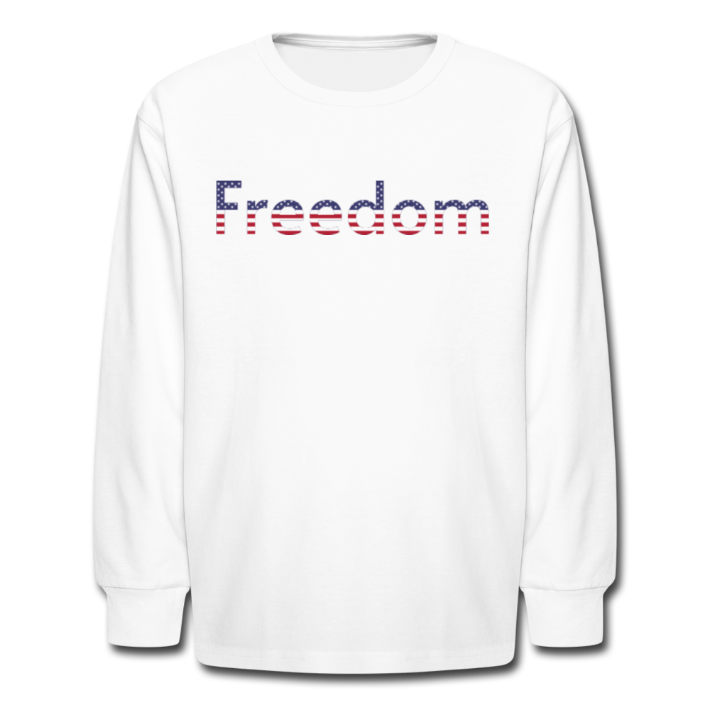 Freedom Patriotic Word Art Kids' Long Sleeve T-Shirt - white
