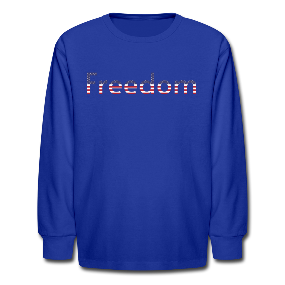 Freedom Patriotic Word Art Kids' Long Sleeve T-Shirt - royal blue