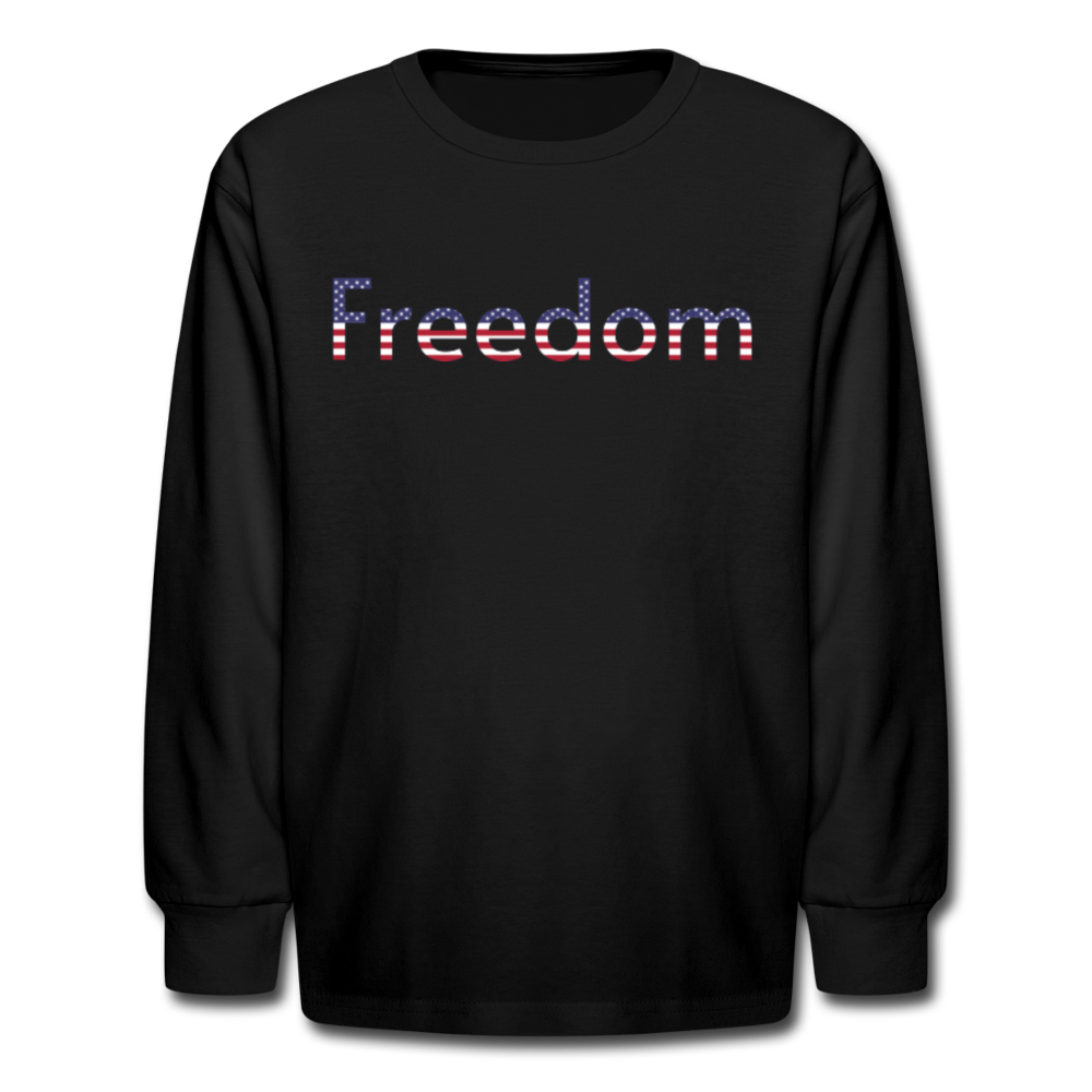Freedom Patriotic Word Art Kids' Long Sleeve T-Shirt - black