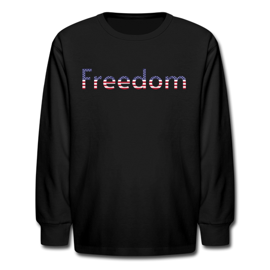 Freedom Patriotic Word Art Kids' Long Sleeve T-Shirt - black