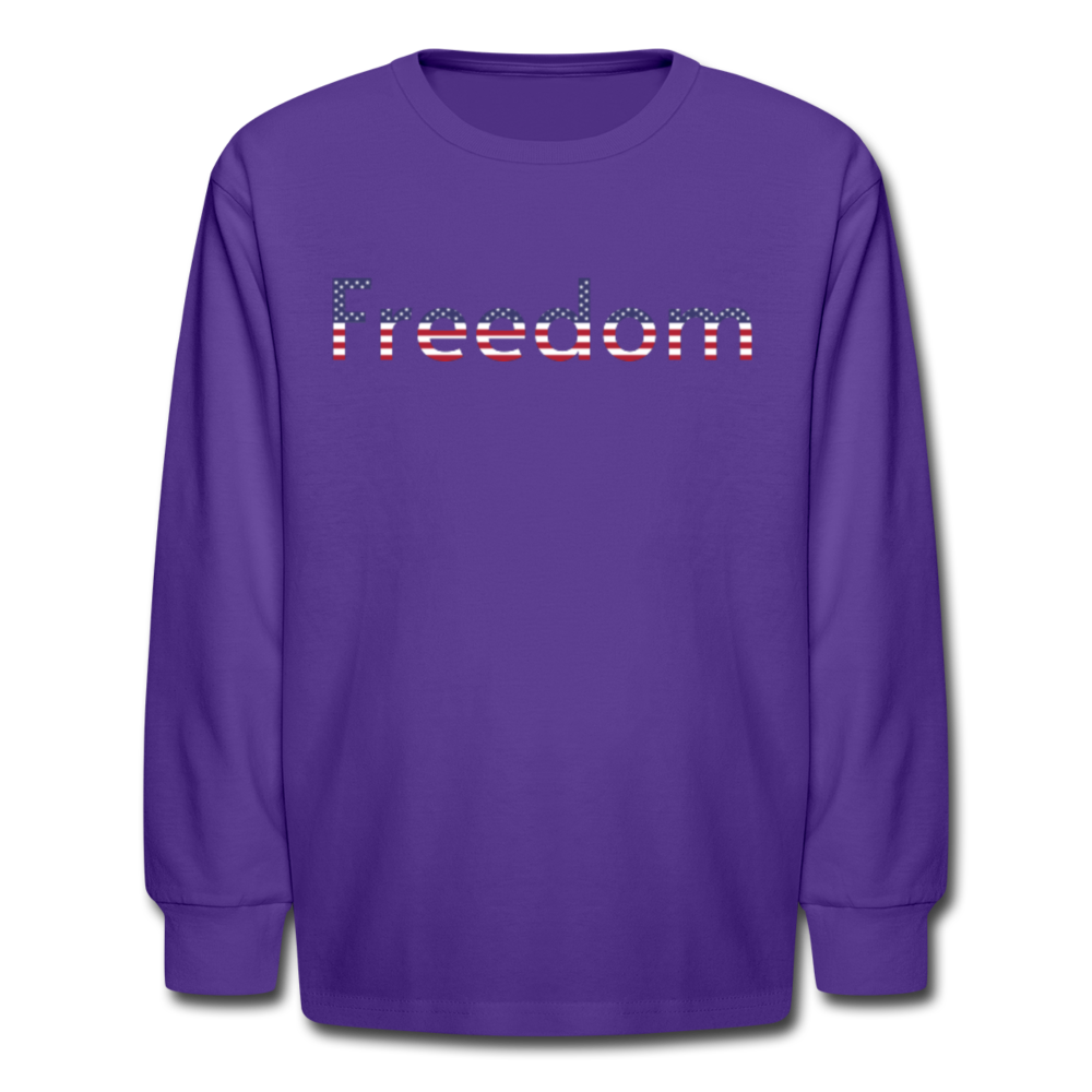 Freedom Patriotic Word Art Kids' Long Sleeve T-Shirt - dark purple