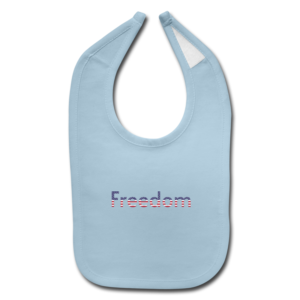 Freedom Patriotic Word Art Baby Bib - light blue