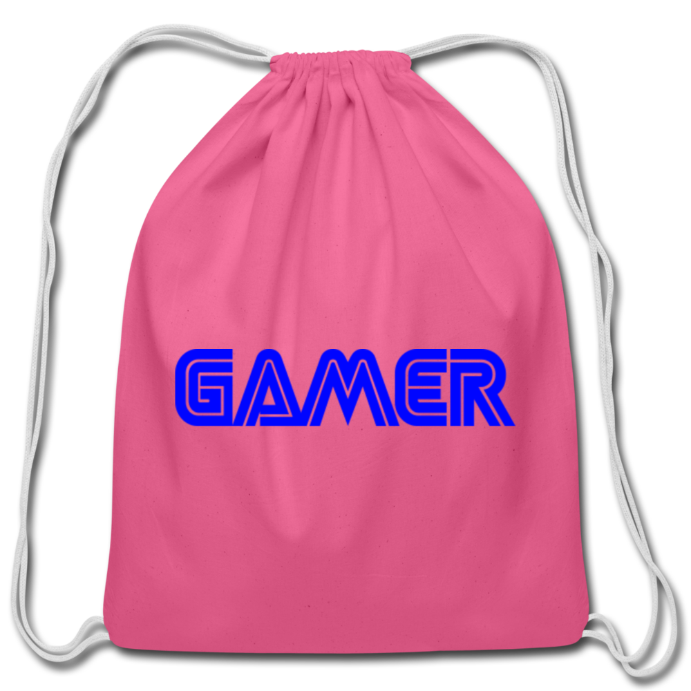 Gamer Word Text Art Cotton Drawstring Bag - pink