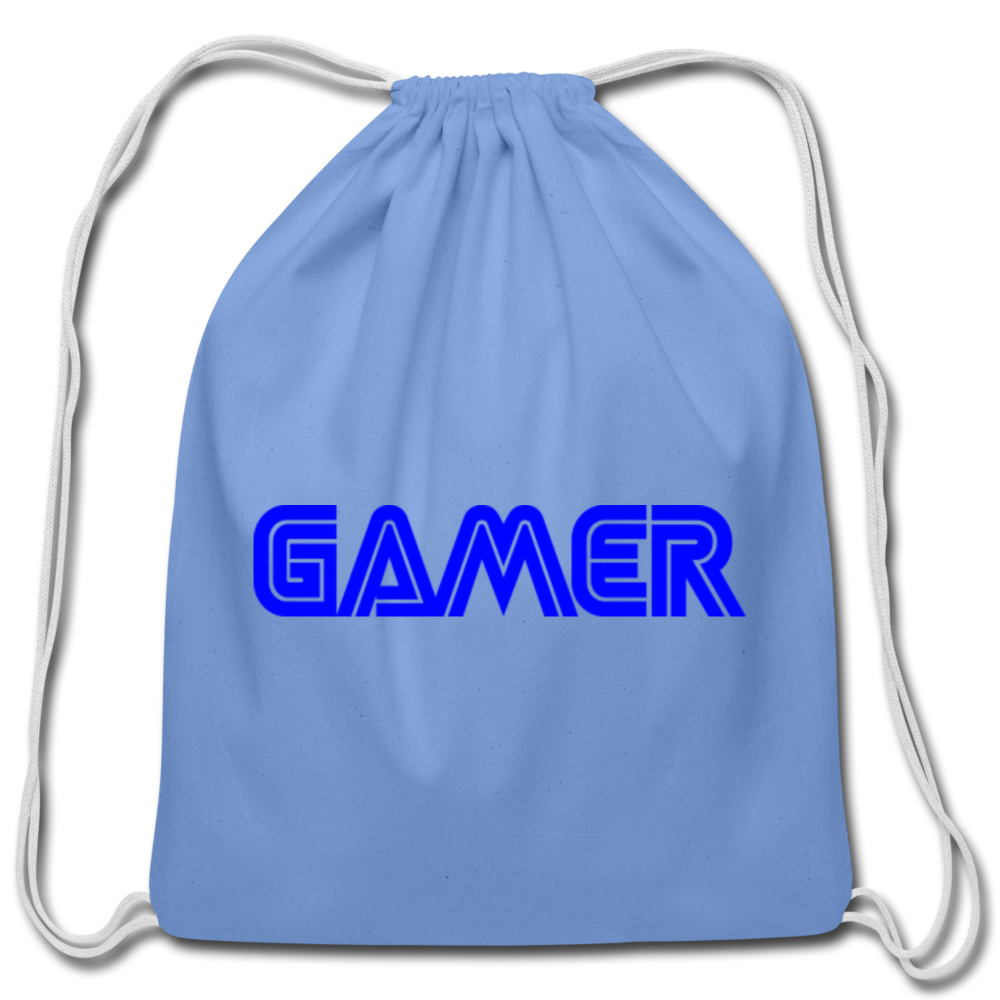 Gamer Word Text Art Cotton Drawstring Bag - carolina blue