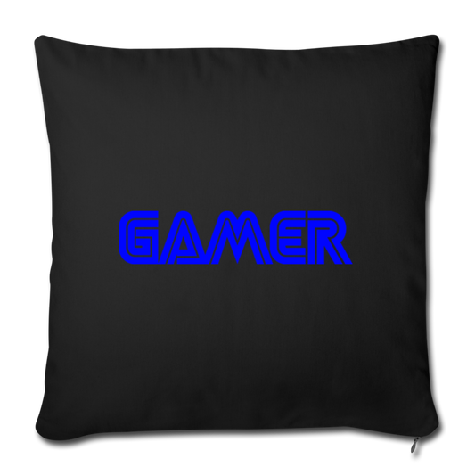 Gamer Word Text Art Throw Pillow Cover 18” x 18” - black