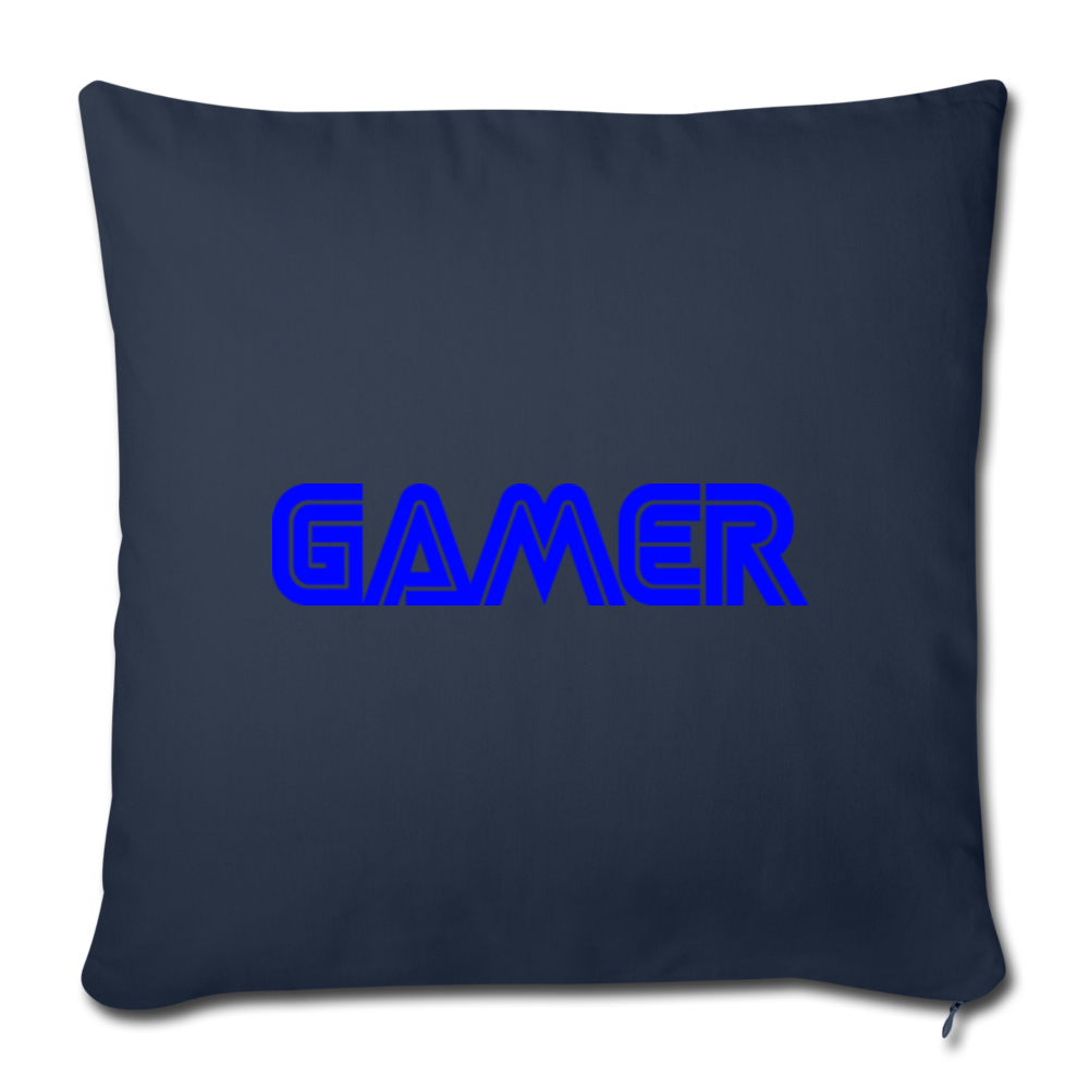 Gamer Word Text Art Throw Pillow Cover 18” x 18” - navy