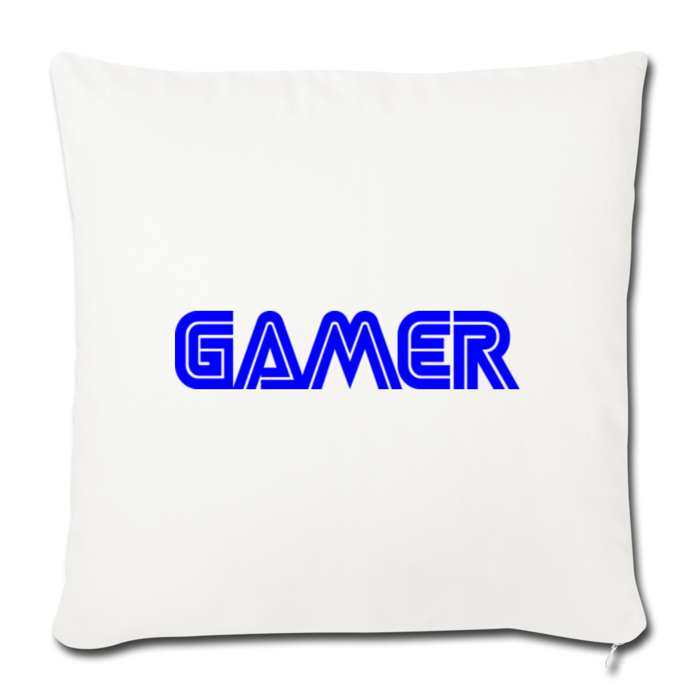 Gamer Word Text Art Throw Pillow Cover 18” x 18” - natural white