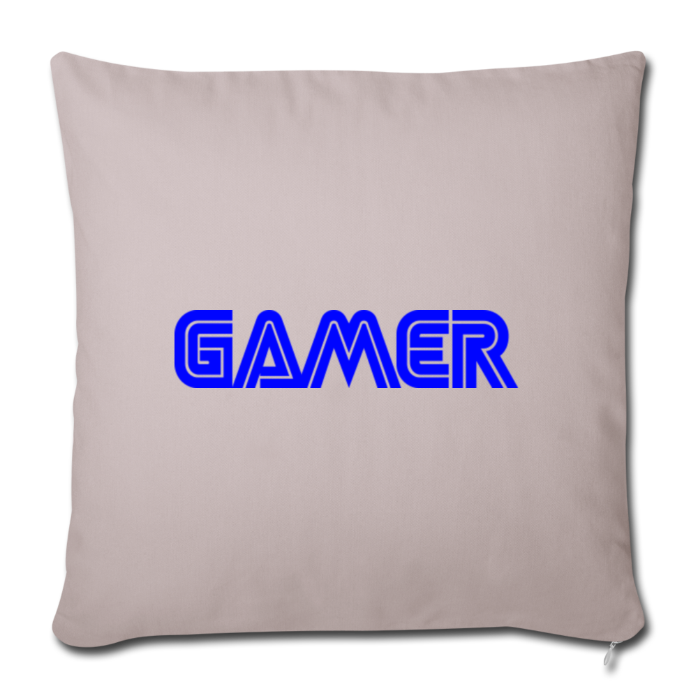 Gamer Word Text Art Throw Pillow Cover 18” x 18” - light taupe
