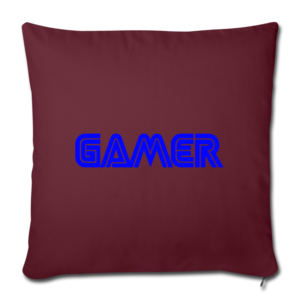 Gamer Word Text Art Throw Pillow Cover 18” x 18” - burgundy