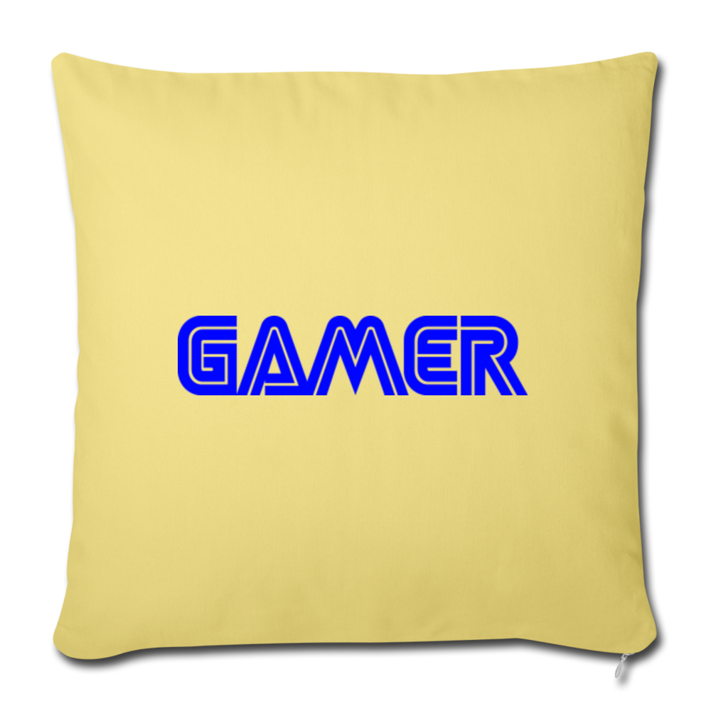 Gamer Word Text Art Throw Pillow Cover 18” x 18” - washed yellow