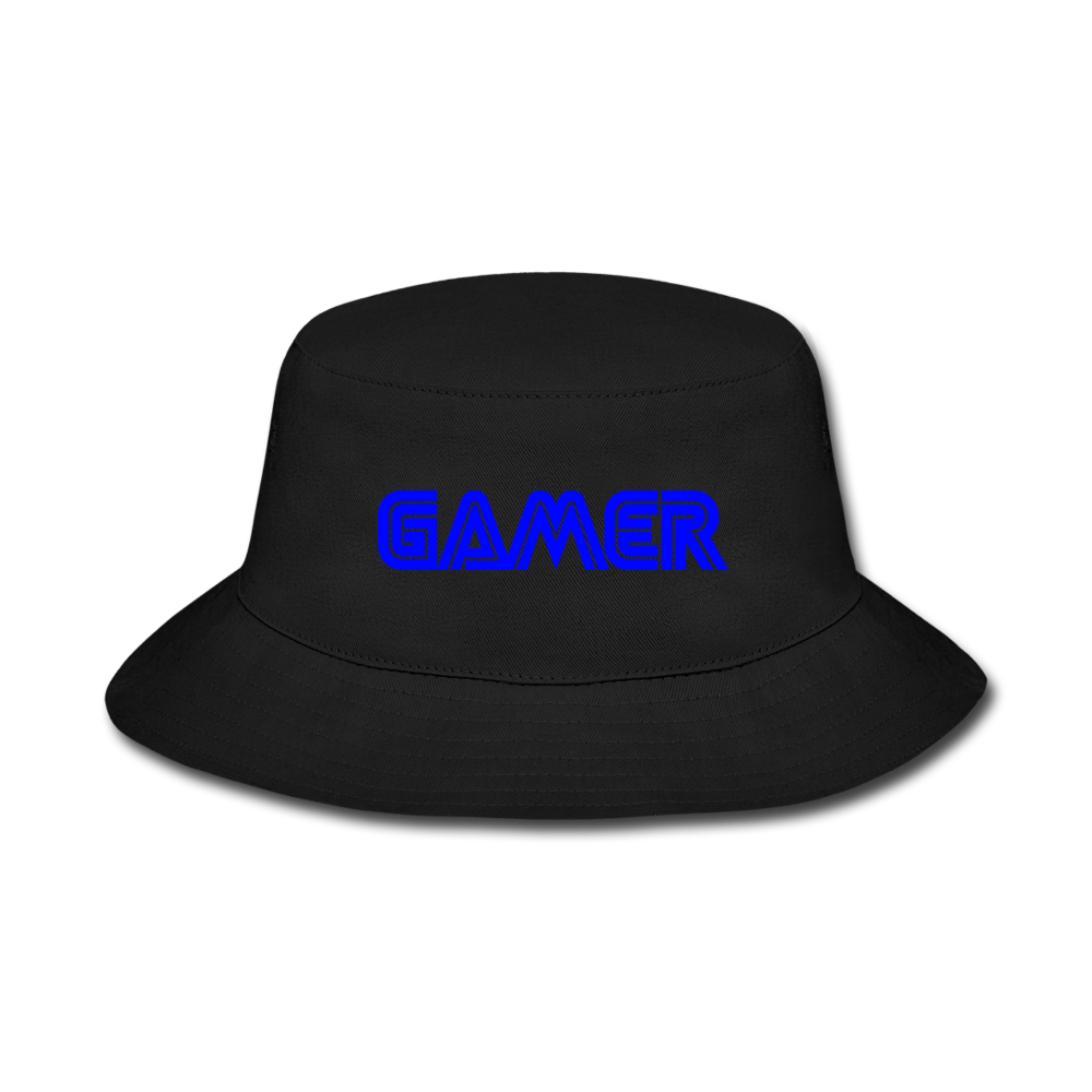 Gamer Word Text Art Bucket Hat - black