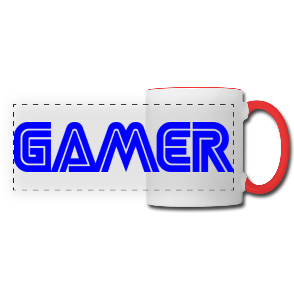 Gamer Word Text Art Panoramic Mug - white/red