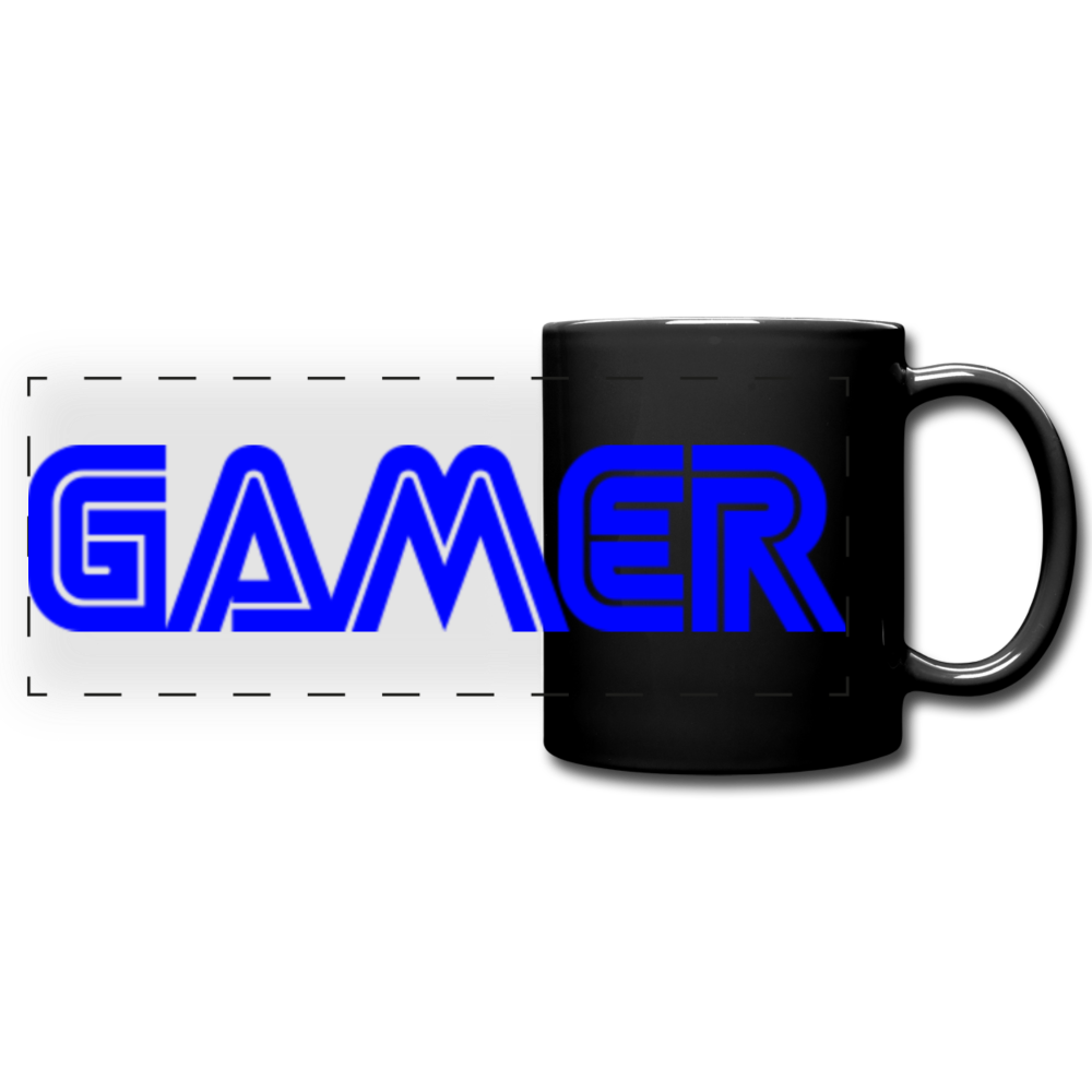 Gamer Word Text Art Full Color Panoramic Mug - black