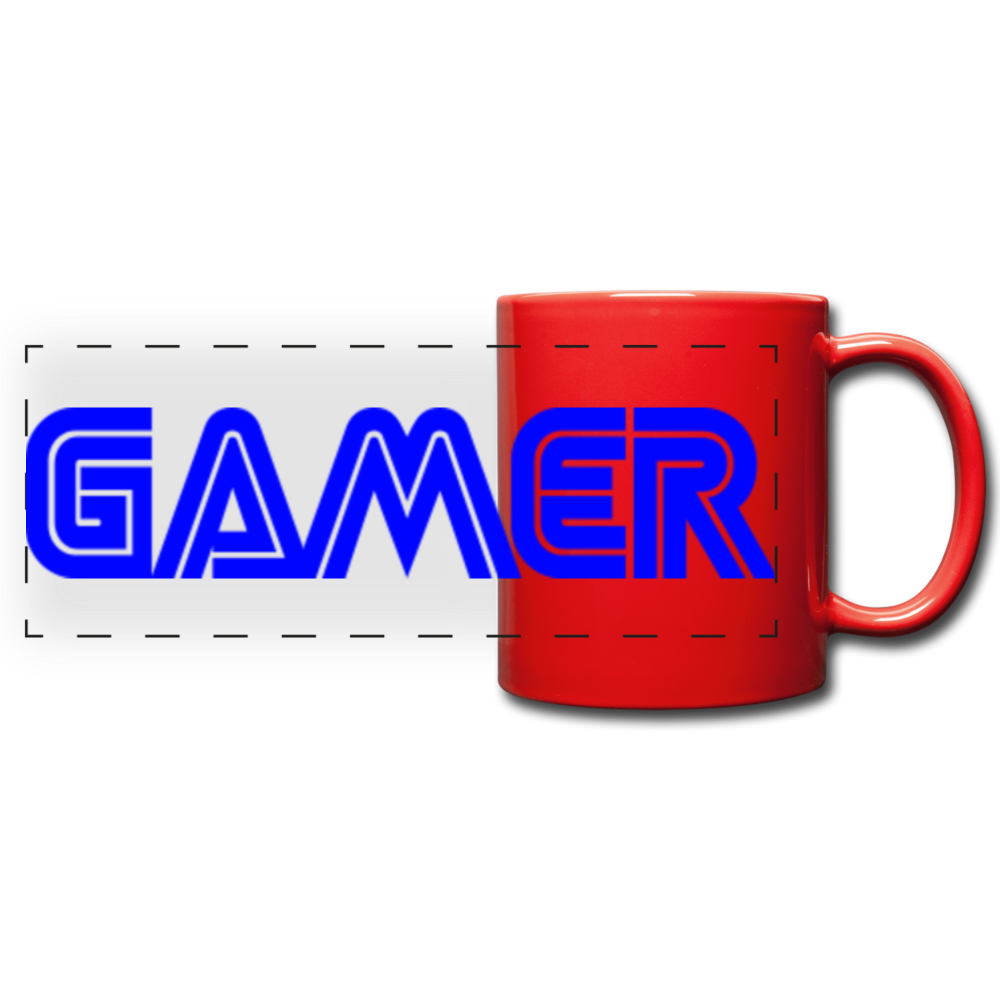 Gamer Word Text Art Full Color Panoramic Mug - red