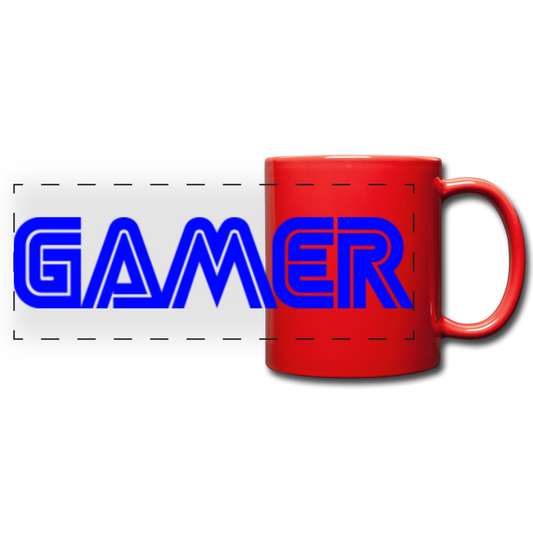 Gamer Word Text Art Full Color Panoramic Mug - red