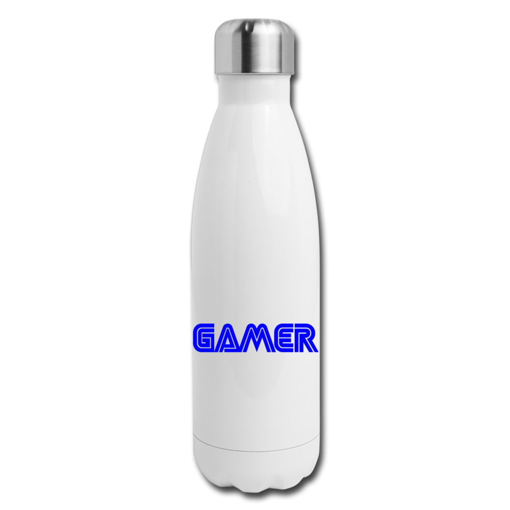 Gamer Word Text Art Insulated Stainless Steel Water Bottle - white