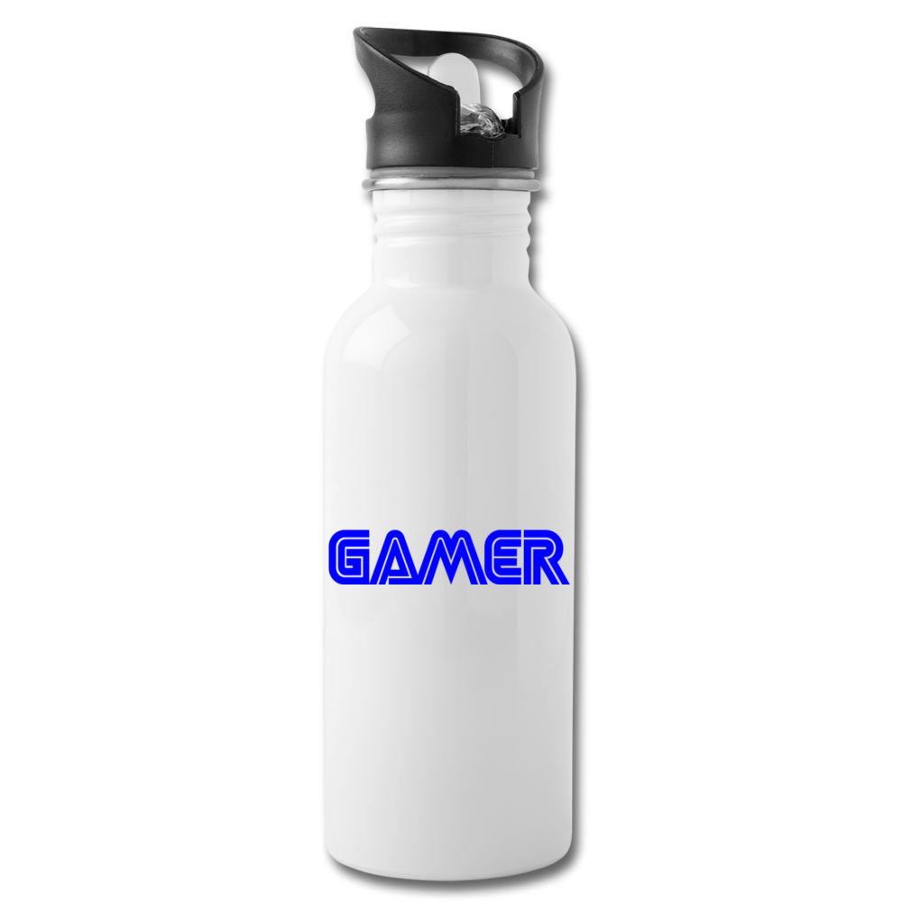 Gamer Word Text Art Water Bottle - white